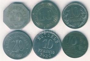 Német Birodalom/Császárság + Weimari Köztársaság 1917-20. 6db klf városi szükségpénz T:3
