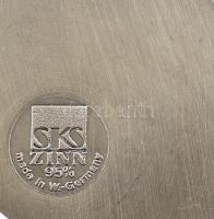 4 évszak jelenetes, német, ón, dísz tál, jelzett, hibátlan, d: 23 cm