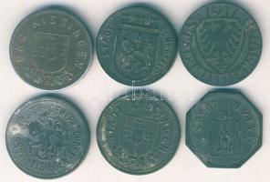 Német Birodalom/Császárság + Weimari Köztársaság 1917-20. 6db klf városi szükségpénz T:3