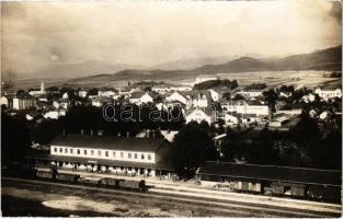 ~1929 Turócszentmárton, Turciansky Svaty Martin; Teherpályaudvar, vagonok, vasútállomás / freight station, railway station, wagons. Vyvozil photo