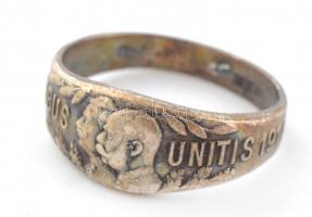 1914 Viribus Unitis I. világháborús katonai propaganda ezüst gyűrű, jelzett 3,64 g