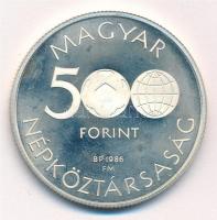 1986. 500Ft Ag "Labdarúgó Világbajnokság - Mexikó 1986 - Stadion" T:PP ujjlenyomatos Adamo...