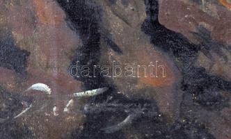 Pataky jelzéssel (Pataky Sándor?), 1920-40 körül: Aranyhíd. Olaj, vászon. Dekoratív, sérült fakeretb...