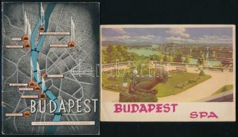 cca 1940 Budapest fürdőit bemutató két idegen nyelvű képes prospektus 28p. 32 p. 16x12 cm