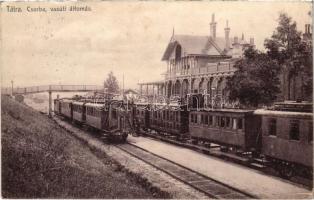 1919 Tátra, Magas-Tátra, Vysoké Tatry; Csorba fogaskerekű vasútállomás, vonatok. Feitzinger Ede No. 7. 1908/18. / Strba cogwheel railway station, trains (EK)