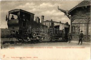 Tátra, Magas-Tátra, Vysoké Tatry; Csorbató fogaskerekű vasútállomás, vonat, gőzmozdony. Feitzinger Ede 5. L. 1902/12. / Station Zahradbahn / Strba cogwheel railway station, train, locomotive (felszíni sérülés / surface damage)