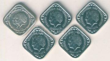 Hollandia 1980. 5c "Julianna uralkodásának 32. évfordulója" (4x) + "Házassági évfordu...