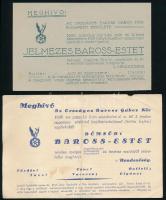 cca 1930 Baross Gábor kör 3 db meghívó a Baross estre és egy menükártya aláírásokkal