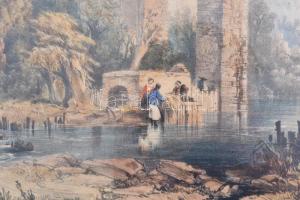 Vajdahunyadi vár, Erdély (Castle Vajda Hunyad in Transylvania). Litográfia, papír, jelzés nélkül, 36...