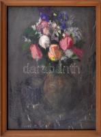 Imreh Zsigmond (1900-1965): Virágcsendélet. Pasztell, papír, jelzett, üvegezett fakeretben, 37,5×28 cm