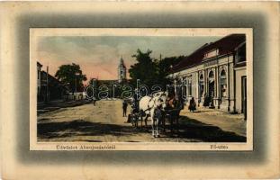 1916 Abaújszántó, Fő utca, lovaskocsi, Kohn Mór üzlete. W.L. Bp. 5546. 1911-13.