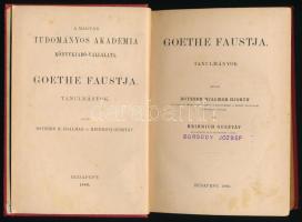 Boyesen, Hjalmar Hjorth - Heinrich Gusztáv: Goethe Faustja. Tanulmányok. Bp., 1888, MTA Könyvkiadó-vállalata, XVIII+(2)+272 p. Kiadói egészvászon-kötés, márványozott lapélekkel, kissé foltos lapokkal, tulajdonosi névbélyegzővel.