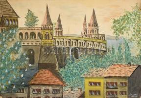 Schmidt Rudolf (?-): Budapest, Halászbástya, 1962. Akvarell, papír. Jelzett. Feltekerve. Lapszéli apró sérülésekkel. 43x61 cm