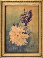 Boemm Klára (1866-1936?). Virágok. Akvarell, papír, jelzett. Korabeli üvegezett, sérült fakeretben. 30x23 cm
