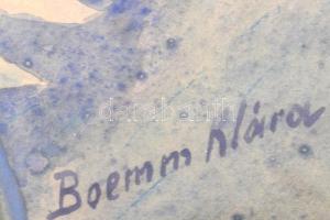 Boemm Klára (1866-1936?). Virágok. Akvarell, papír, jelzett. Korabeli üvegezett, sérült fakeretben. ...