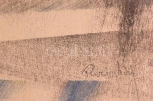 Ruzicskay György (1896-1993): Kompozíció. Vegyes technika, papír, jelzett, üvegezett fakeretben, 19,...