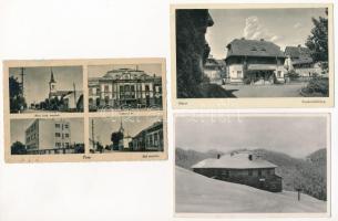 3 db RÉGI kárpátaljai város képeslap: Huszt, Mencsul, Csap / 3 pre-1945 Transcarpathian postcards: Chust, Chop