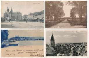 4 db RÉGI felvidéki város képeslap vegyes minőségben: Pozsony, Kassa, Pöstyén, Losonc / 4 pre-1945 Upper-Hungarian (now Slovakia) town-view postcards in mixed quality: Bratislava, Kosice, Piestany, Lucenec