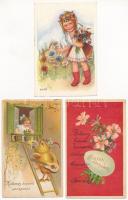 19 db RÉGI üdvözlő motívum képeslap vegyes minőségben / 19 pre-1945 greeting motive postcards in mix...