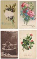 19 db RÉGI üdvözlő motívum képeslap vegyes minőségben / 19 pre-1945 greeting motive postcards in mix...