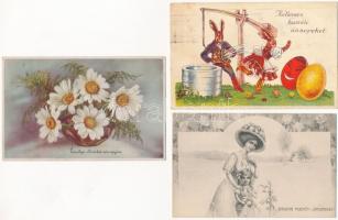19 db RÉGI üdvözlő motívum képeslap vegyes minőségben / 19 pre-1945 greeting motive postcards in mix...