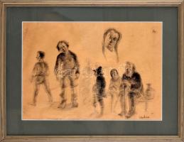 Kohán György (1910-1966): Tanulmányrajzok. Ceruza, papír, jelzett. Üvegezett fakeretben. 23,5x33 cm
