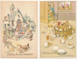 2 db RÉGI húsvéti üdvözlő képeslap / 2 pre-1945 Easter greeting postcards