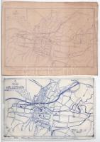 cca 1920 A régi Kolozsvár 3 db kézzel rajzolt térkép pauszon 22x14 cm