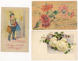 33 db RÉGI motívum képeslap vegyes minőségben, sok virágos, üdvözlő / 33 pre-1945 motive postcards i...