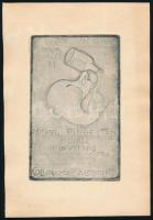 cca 1930 Fingestein Michel (1884-1943) Ex libris MIchel Fingestein. Ex Libris. Jelzett a dúcon. Rézmetszet / Engraving, signed 15,5x9,5 cm