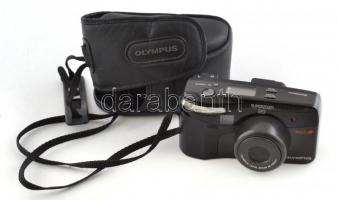 Olympus Superzoom 120 35mm fényképezőgép, az exponáló gomb borítása sérült, egyébként jó állapotban, eredeti tokjában