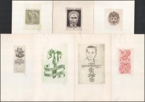 Nagy Árpád Dániel (1894-1959) 7 db klf ex libris. Rézkarcok, jelzettek. 8,5x5,5 cm
