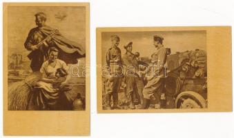 10 db MODERN magyar Művészeti Alkotások motívum képeslap: Néphadsereg / 10 modern Hungarian motive p...