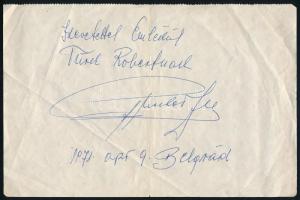 Puskás Ferenc, Öcsi (1927-2006) Aranycsapat labdarúgó aláírása füzetlapon / Autograph signature of Ferenc Puskas