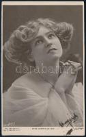 Gabrielle Ray (1883-1973) angol színésznő autográf levelezőlapja és aláírása fotólapon / Autograph ps card of