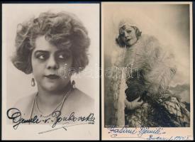 cca 1930-1956 Agnes Bonkovska azaz Fatma Djémilé de Bonkowska török és magyar operaénekesnő 2 db dedikált fotólapja