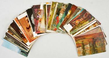 87 db MODERN művész képeslap: festmények, néhány egyforma / 87 modern art motive postcards: paintings, some alike