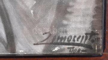 Szecessziós stílusú, nagyméretű, három részre osztott üvegezett, kissé kopott régi fakeret, nyomatta...