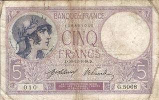 Franciaország 1918.12.30. 5Fr T:III