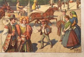 Budapest, Baross tér és a Keleti pályaudvar, litográfia, papír, Helbing Ferenc (1870-1958) 1917-ben ...