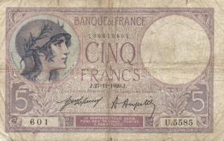 Franciaország 1920.11.27. 5Fr T:III