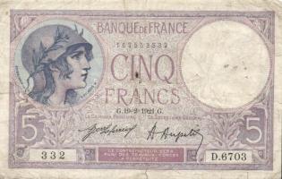 Franciaország 1921.2.19. 5Fr T:III