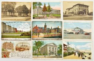 Kb. 100 db főleg RÉGI amerikai város képeslap vegyes minőségben / Cca. 100 mostly pre-1945 American (USA) town-view postcards in mixed quality