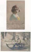 63 db RÉGI zsáner motívum képeslap vegyes minőségben: hölgyek, gyerekek / 63 pre-1945 lady and child...