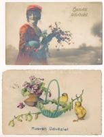 40 db RÉGI üdvözlő motívum képeslap vegyes minőségben / 40 pre-1945 greeting motive postcards in mix...