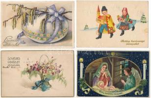 40 db RÉGI üdvözlő motívum képeslap vegyes minőségben / 40 pre-1945 greeting motive postcards in mix...