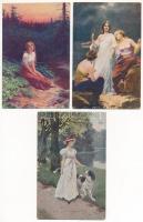 26 db RÉGI motívum képeslap vegyes minőségben: hölgyek / 26 pre-1945 motive postcards in mixed quality: lady