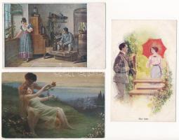 20 db RÉGI motívum képeslap vegyes minőségben: szerelmes párok / 20 pre-1945 motive postcards in mixed quality: couples in love