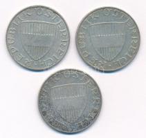 Ausztria 1957-1970. 10Sch Ag (3x) T:2,2- Austria 1957-1970. 10 Schilling Ag (3x) C:XF,VF
