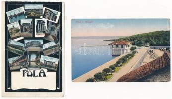 Pola, Pula; - 9 db régi képeslap vegyes minőségben / 9 pre-1945 postcards in mixed quality